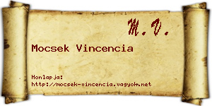 Mocsek Vincencia névjegykártya